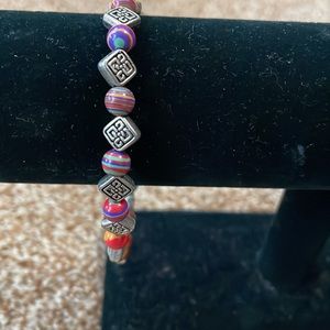 Homemade colorful beaded bracelet 8.5"